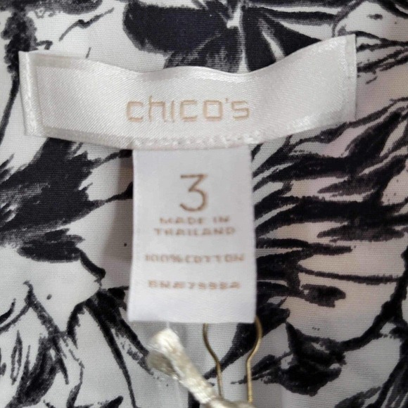 Chicos Shirt Button Up Effortless Floral Gabrielle Womens 3 US XL New White - Picture 4 of 11